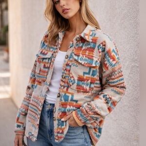 11 EASEL Aztec Western Yellowstone button pocket shacket coat jacket
